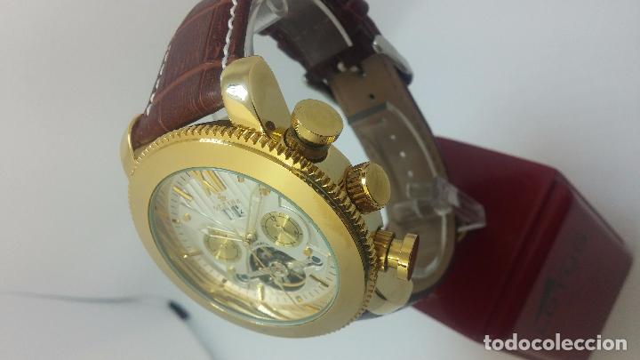 Relojes automáticos: Reloj Skeleton automatico de caballero dorado - Foto 42 - 103809027