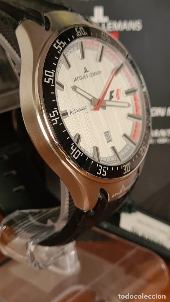 Relojes automáticos: Reloj caballero automático JACQUES LEMANS. Fórmula 1, esfera blanca, caja acero, caja y la garantía - Foto 7 - 244662640