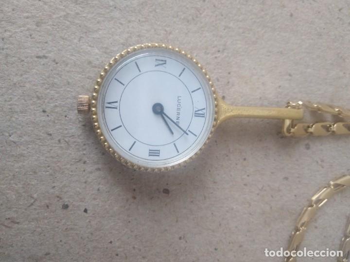 Relojes autom&aacute;ticos: (LUCERNE) RELOJ DORADO DE COLGAR AUTOM&Aacute;TICO CON CADENA funcionando - Foto 5