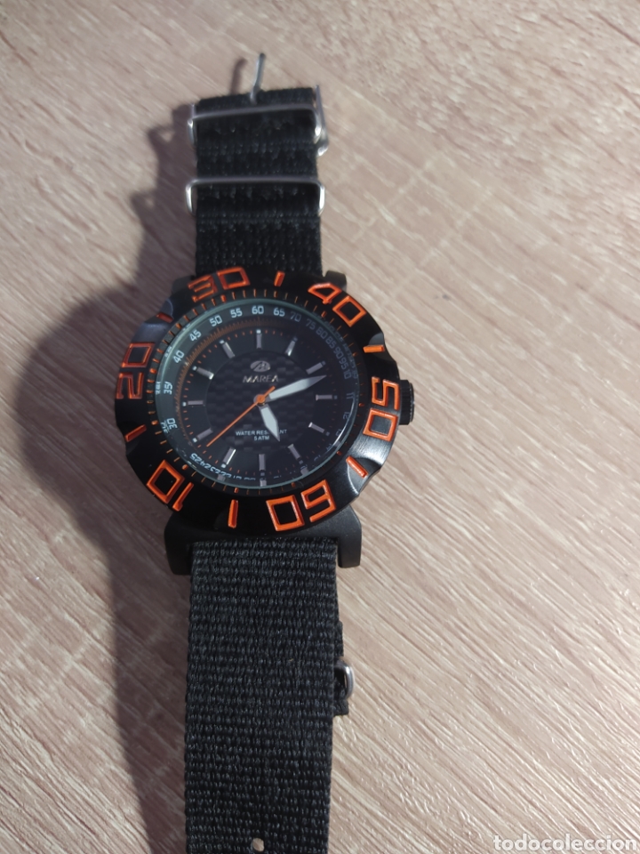 Relojes autom&aacute;ticos: RELOJ MAREA NUMEROS NARANJA. 5 ATM WR. NICKEL FREE. 41094. PILA NUEVA. SIN USO