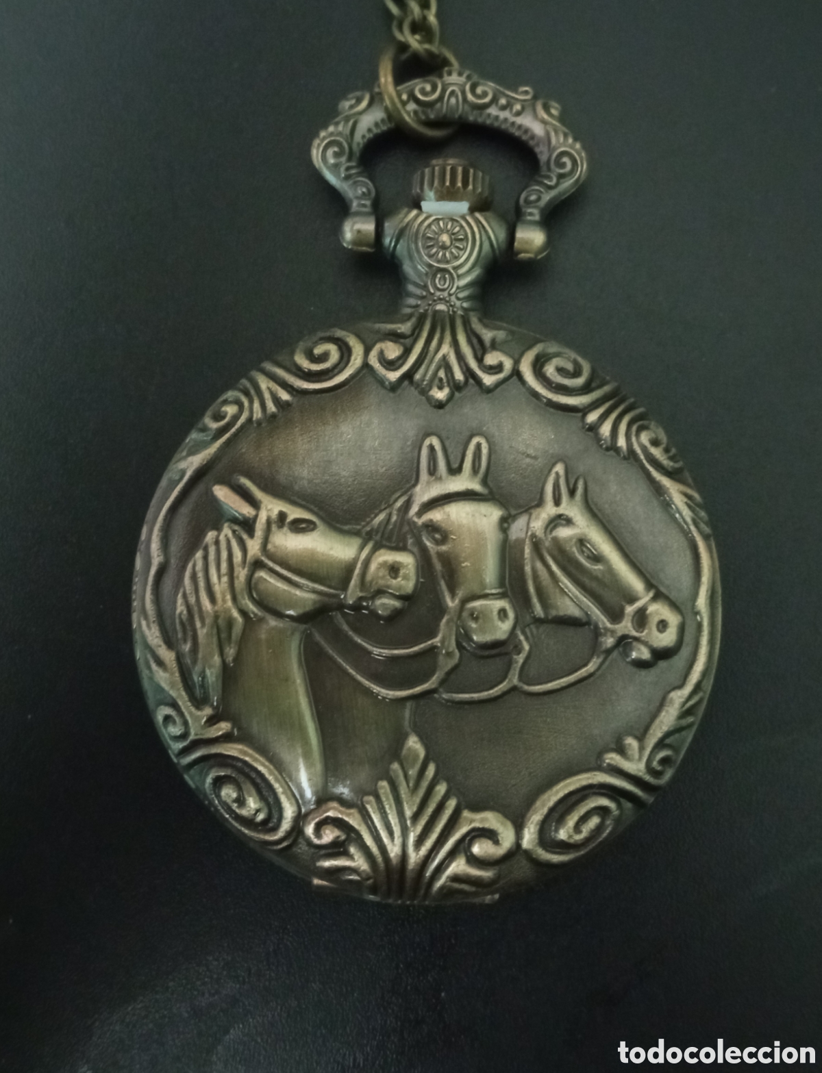 Relojes autom&aacute;ticos: RELOJ DE BOLSILLO CON CADENA. BUSTO CABALLO EN RELIEVE. - Foto 1