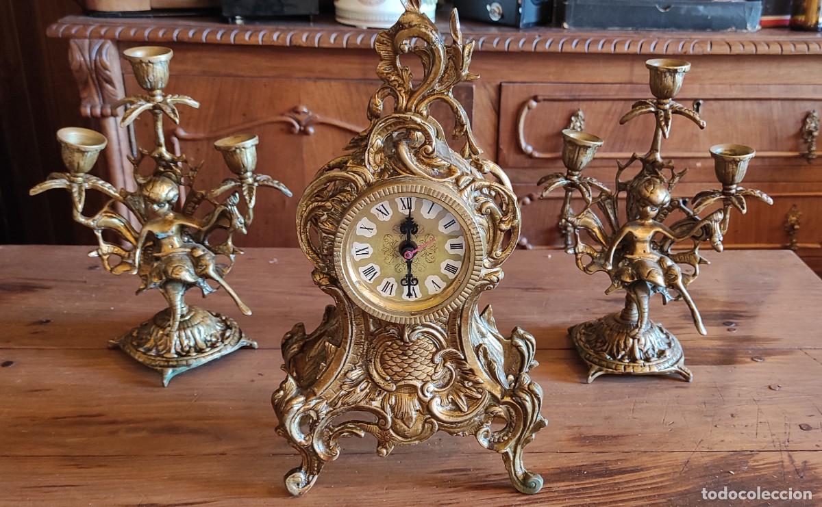 Relojes autom&aacute;ticos: RELOJ DE BRONCE Y PAREJA DE CANDELABROS - Foto 1