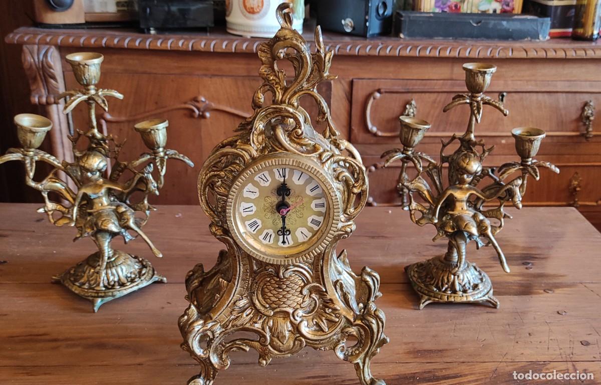 Relojes autom&aacute;ticos: RELOJ DE BRONCE Y PAREJA DE CANDELABROS - Foto 2