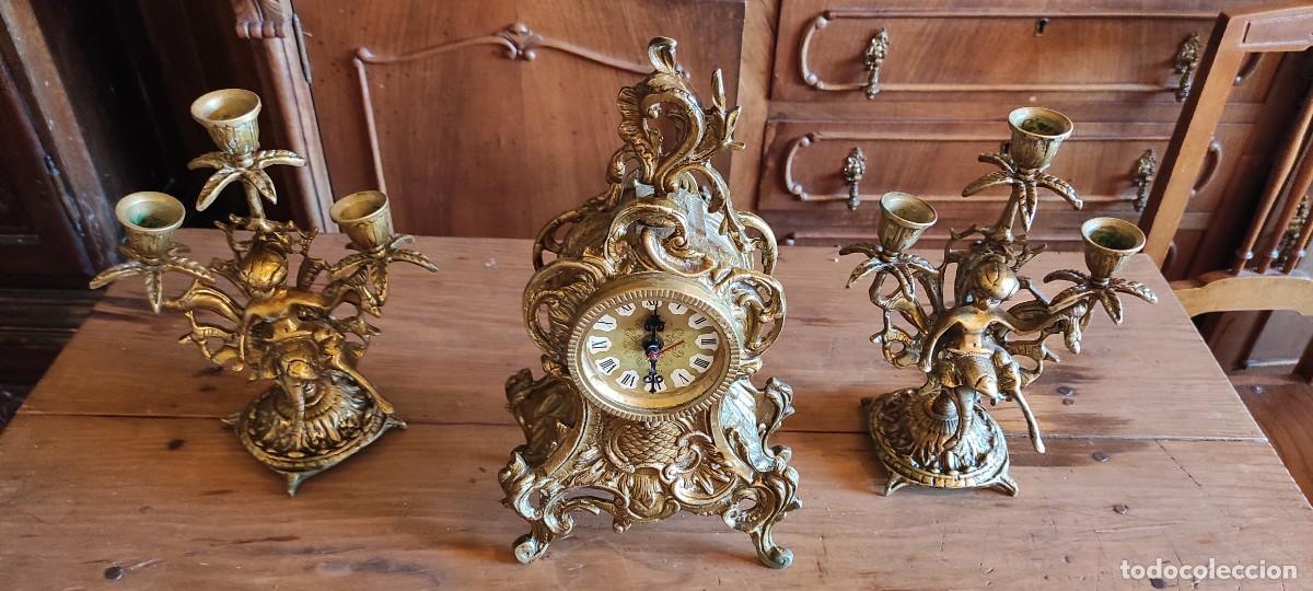 Relojes autom&aacute;ticos: RELOJ DE BRONCE Y PAREJA DE CANDELABROS - Foto 9