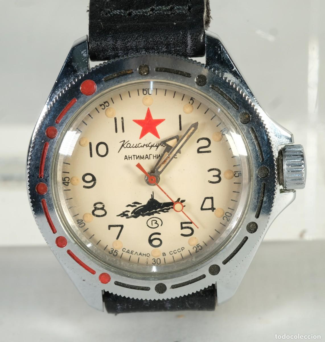 Relojes autom&aacute;ticos: Reloj sovi&eacute;tico de pulsera en metal con correa en cuero - Foto 1