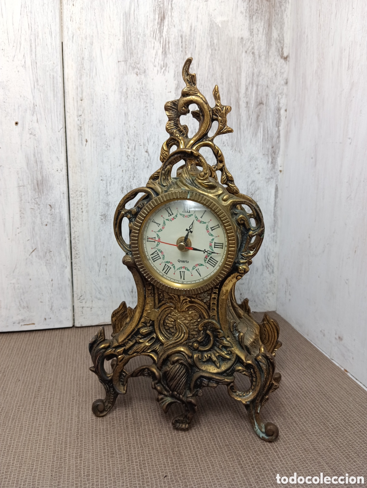 Relojes autom&aacute;ticos: ANTIGUO RELOJ SOBREMESA EN LAT&Oacute;N. - Foto 2