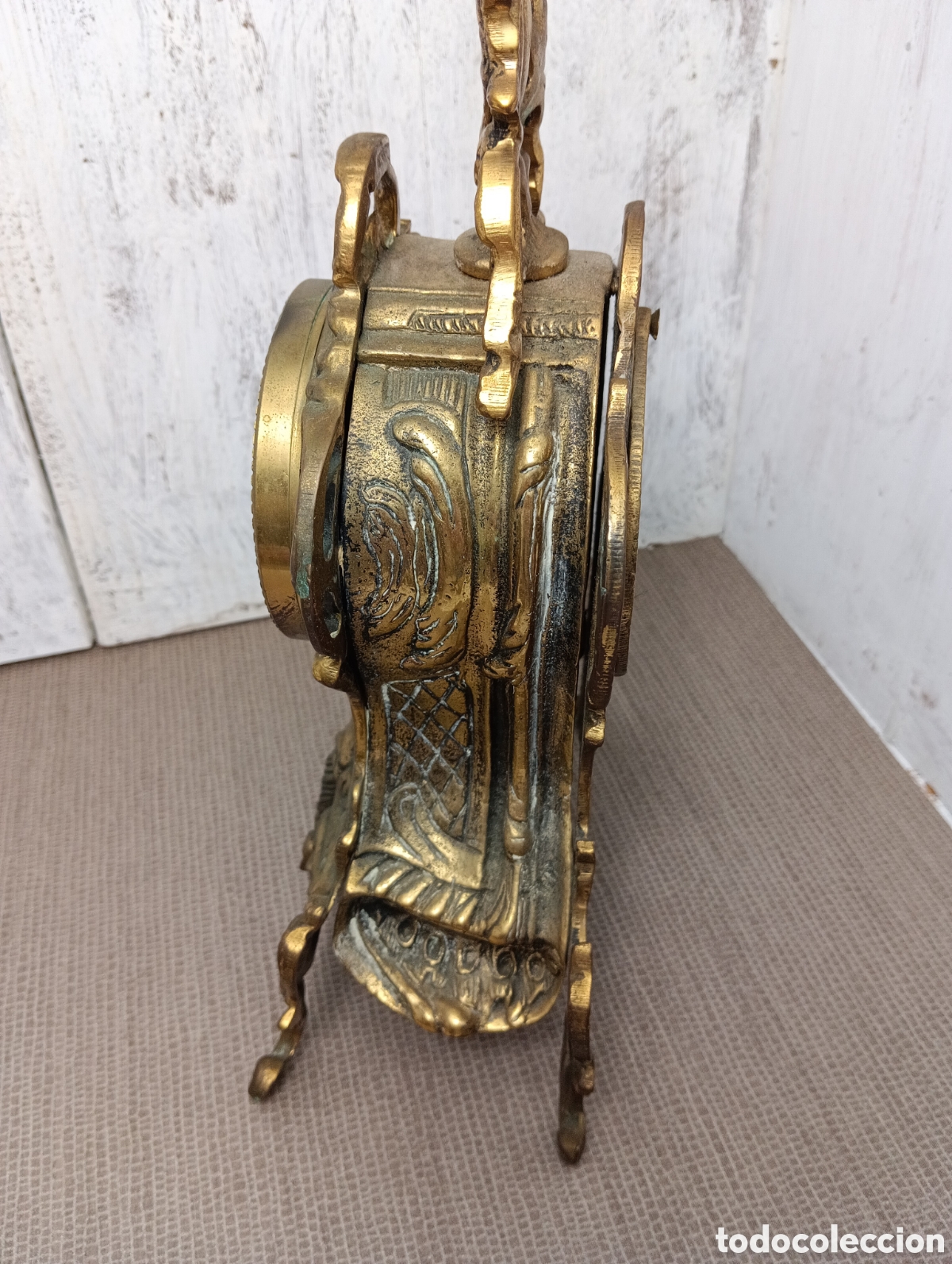 Relojes autom&aacute;ticos: ANTIGUO RELOJ SOBREMESA EN LAT&Oacute;N. - Foto 9