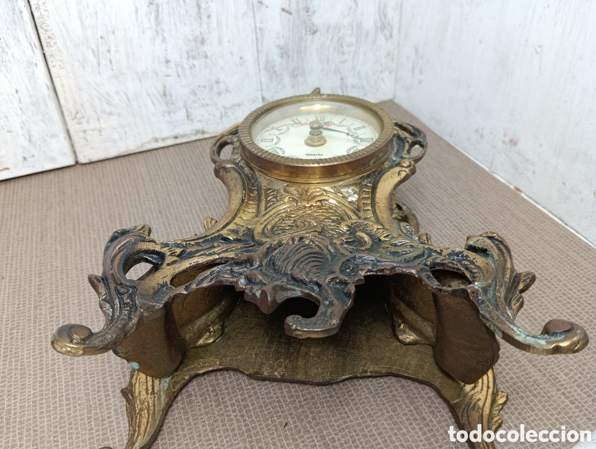 Relojes autom&aacute;ticos: ANTIGUO RELOJ SOBREMESA EN LAT&Oacute;N. - Foto 11