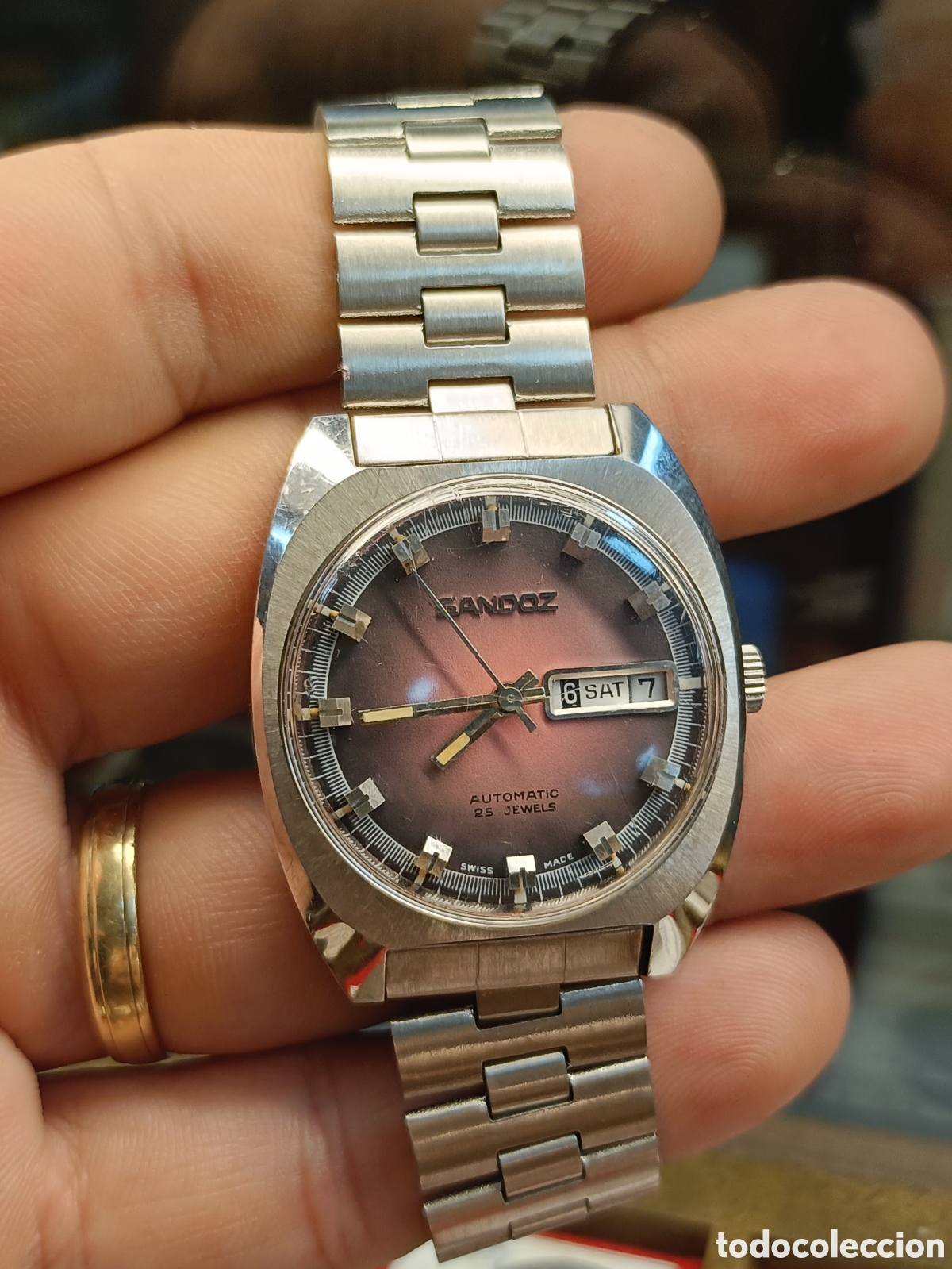 Relojes autom&aacute;ticos: RELOJ AUTOMATICO SANDOZ . ACERO . CORREA ORIGINAL. FUNCIONANDO . 33 MM - Foto 8