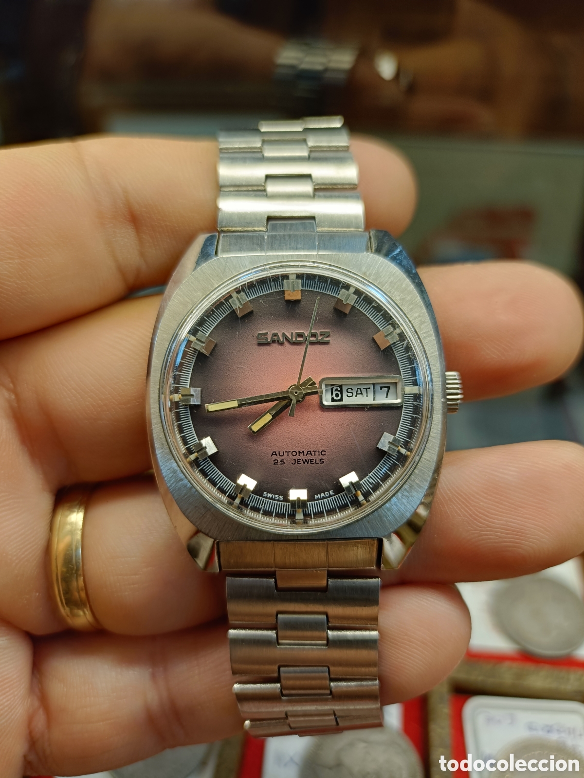 Relojes autom&aacute;ticos: RELOJ AUTOMATICO SANDOZ . ACERO . CORREA ORIGINAL. FUNCIONANDO . 33 MM - Foto 1