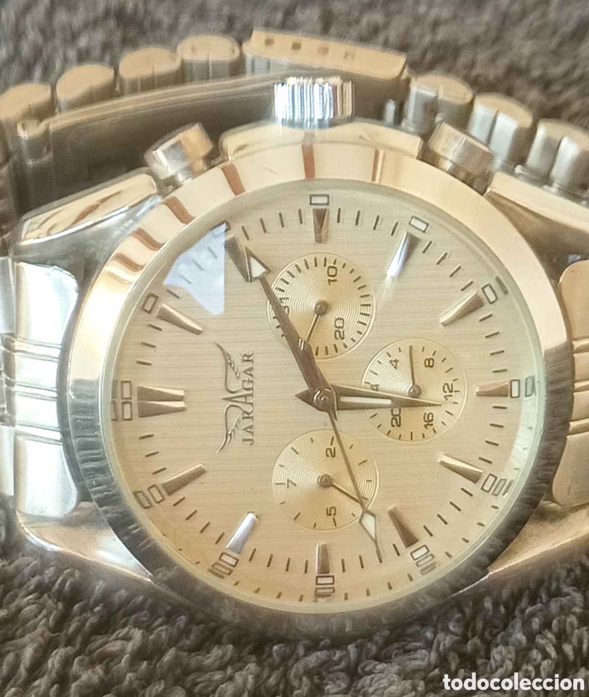 Relojes autom&aacute;ticos: PRECIOSO RELOJ JARAGAR FUNCIONANDO. GRANDE Y EN COLOR MARFIL. MUY BONITO.