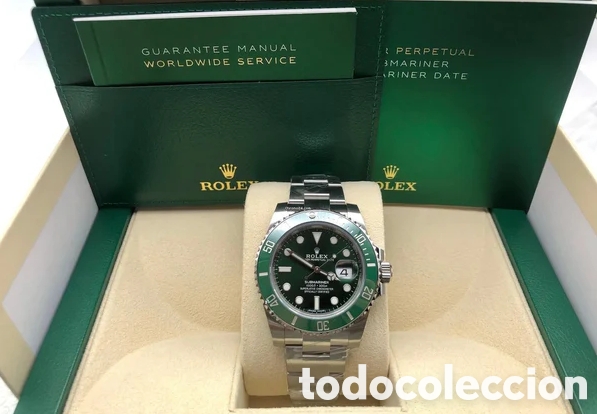 Relojes autom&aacute;ticos: Replica Decorativa Estilo Rolex Submariner Verde Plata