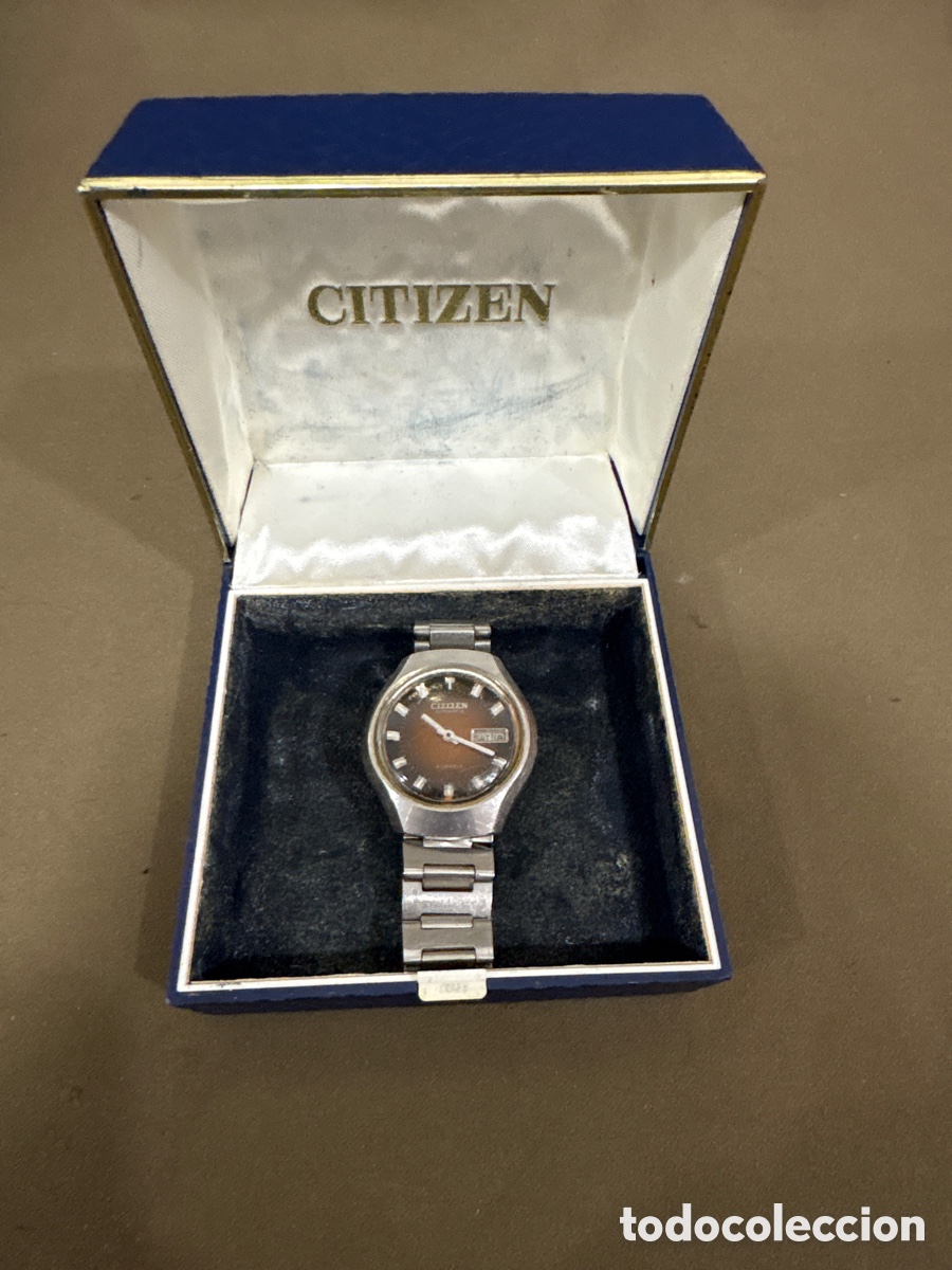 Relojes autom&aacute;ticos: Antiguo reloj autom&aacute;tico,CITIZEN en su caja original,36MM sin contar Corona,cara marr&oacute;n doble calend