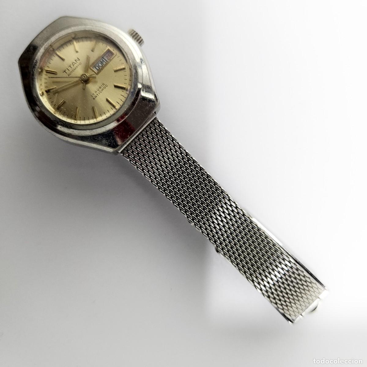 Relojes autom&aacute;ticos: RELOJ AUTOM&Aacute;TICO TITAN-CALIBRE-RONDA-MATIC-9019-RARO 21 JEWELS Y 17 RUBIS-CORREA ACERO-A&Ntilde;OS 70