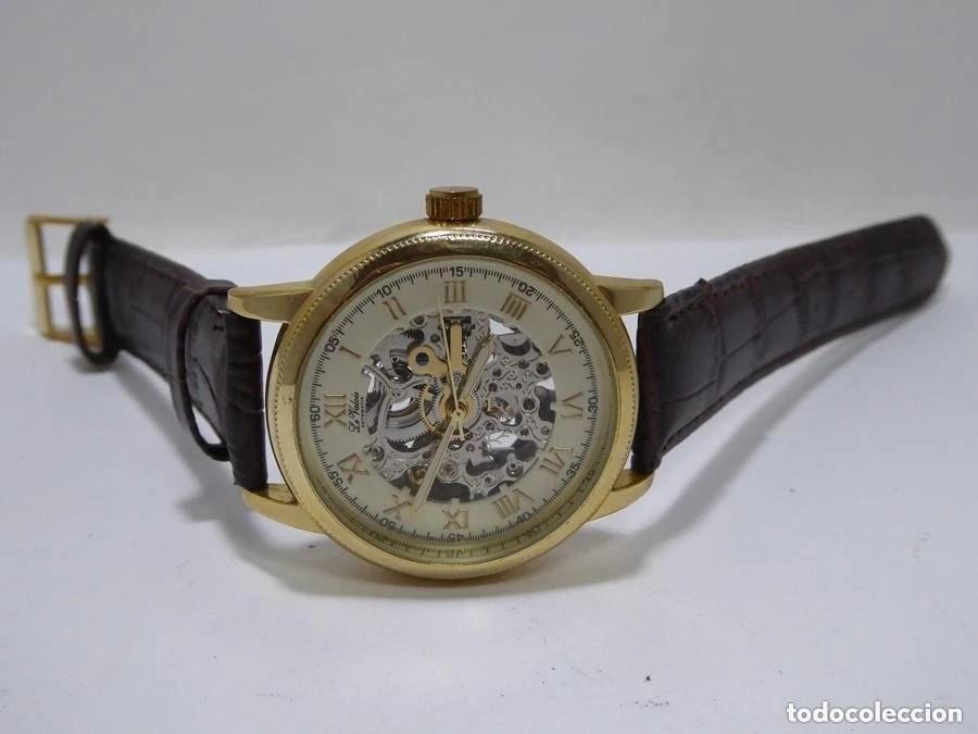 Automatic Watches: Le Valois Goldfb Autom&aacute;tico Skeleton 40mm &ndash; Elegante, Funciona Perfecto, Correa Cuero