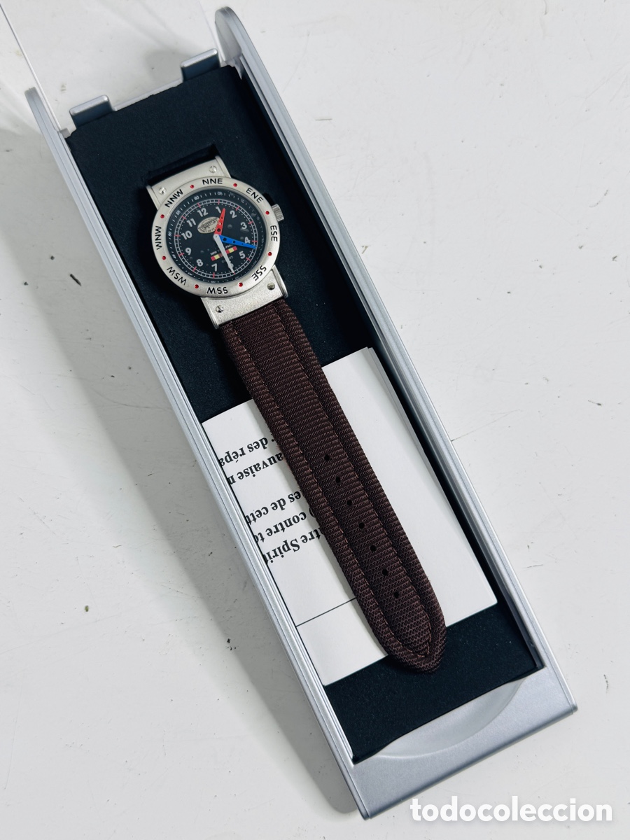 Relojes autom&aacute;ticos: Reloj Spirit of St. Louis con esfera negra y correa de tela marr&oacute;n Como Nuevo