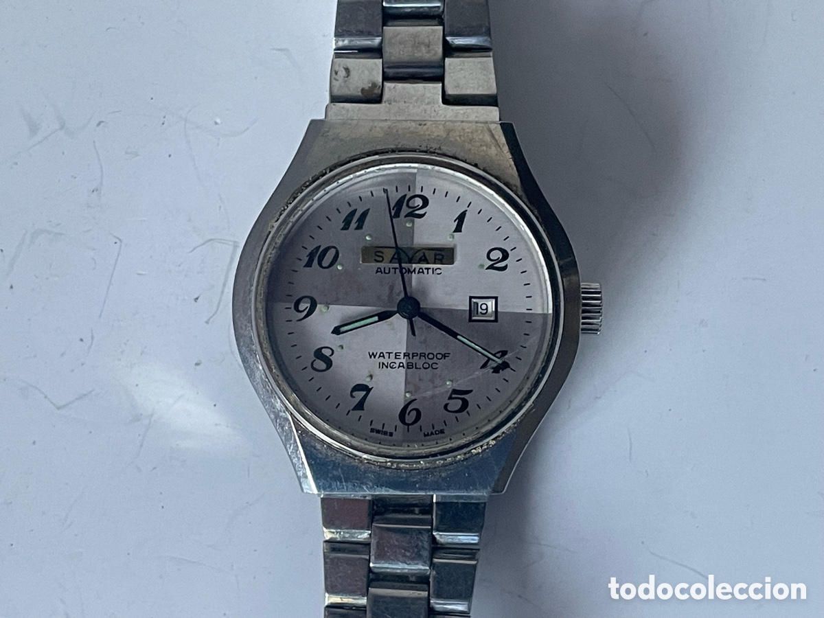 Relojes autom&aacute;ticos: Savar Autom&aacute;tico Incabloc Swiss Made Waterproof Fecha Armis Acero Funciona