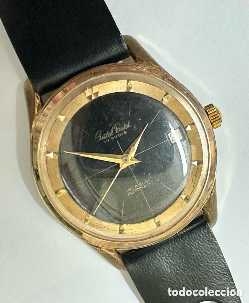 Automatic Watches: Antiguo Reloj Cristal Watch AUTOM&Aacute;TIC CALENDAR SWISS VINTAGE
