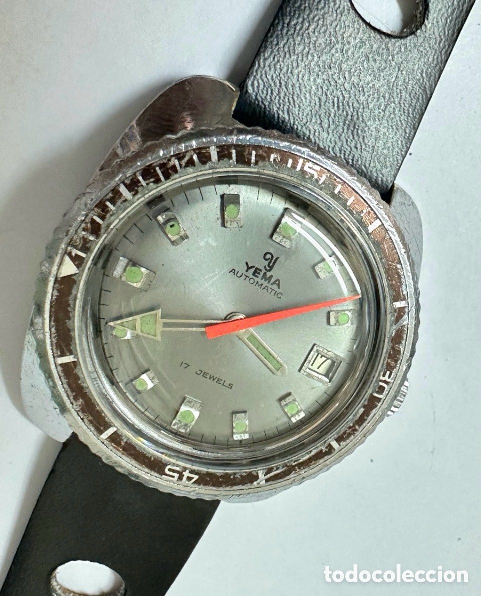 Automatic Watches: Antiguo Reloj YEMA AUTOM&Aacute;TIC CALENDAR DIVER&rsquo;S SWISS VINTAGE