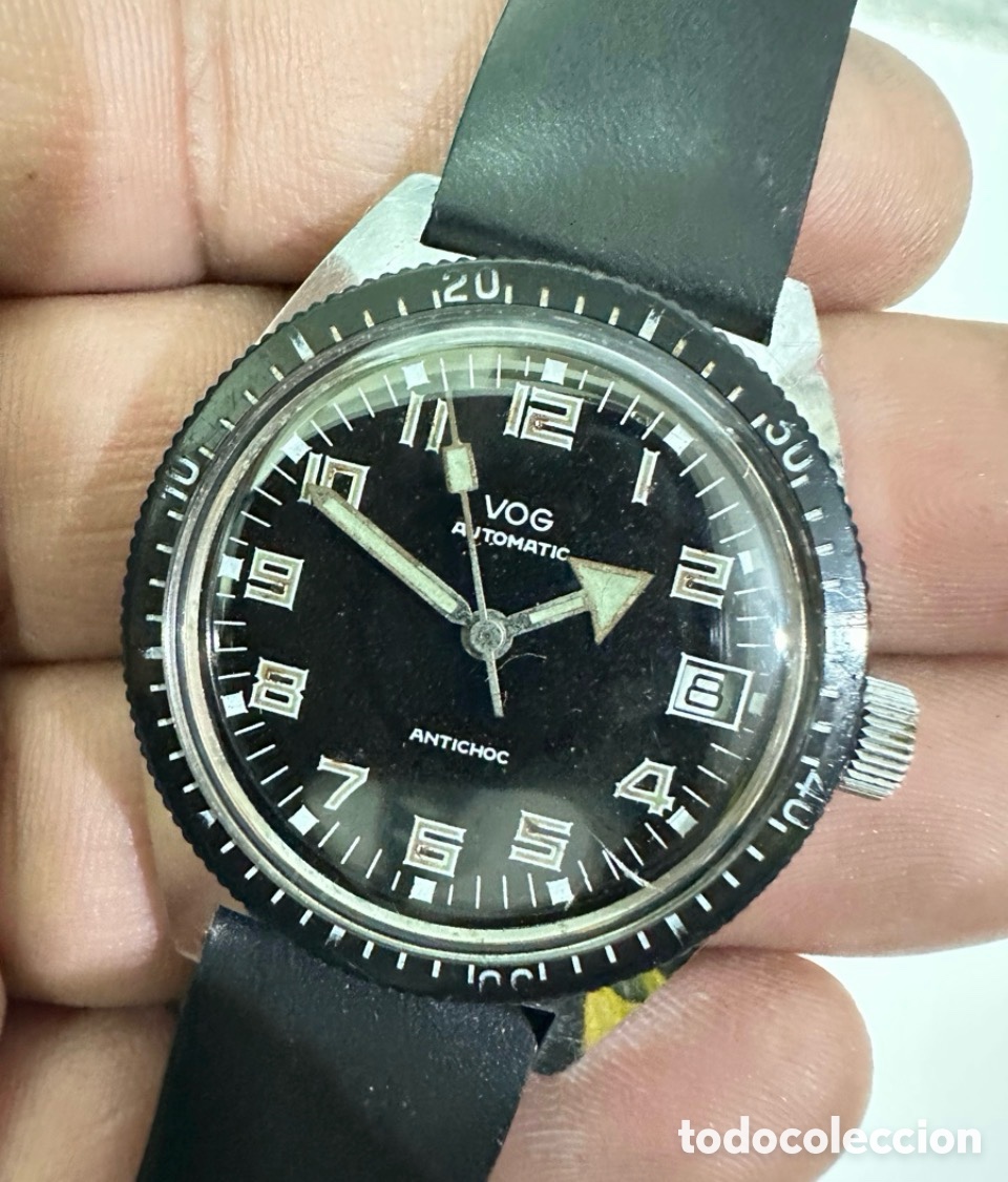 Automatic Watches: Antiguo Reloj VOG DIVER&rsquo;S AUTOMATIC WATERPROOF ANTICHOC CALENDAR SWISS VINTAGE
