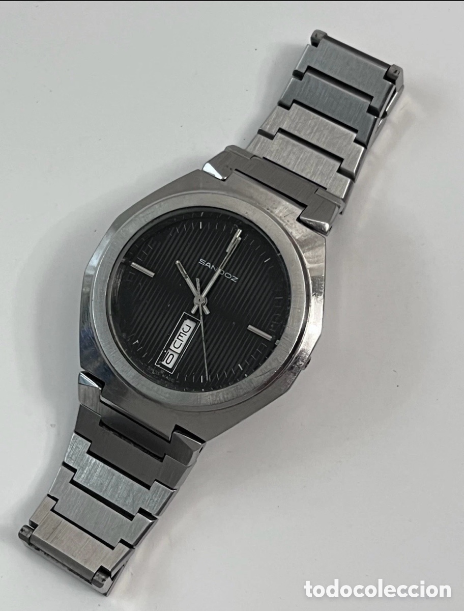 Automatic Watches: ✅ Vintage Swiss Watch Sandoz 25 Jewels Automatic Day-date Leer