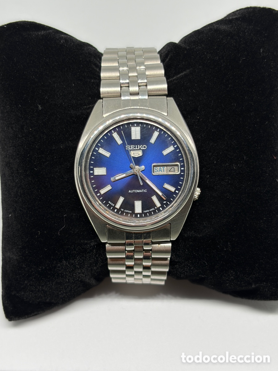 Relojes autom&aacute;ticos: SEIKO 5 AUTOMATIC ESFERA AZUL - REF. 7009-8761 - VINTAGE COMO NUEVO