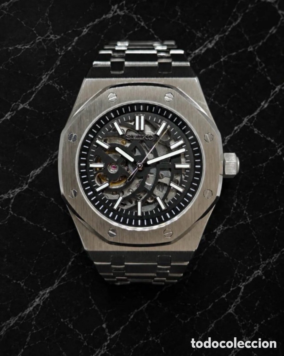 Relojes autom&aacute;ticos: Seiko Mod Royal Oak Skeleton Stealth - Foto 2