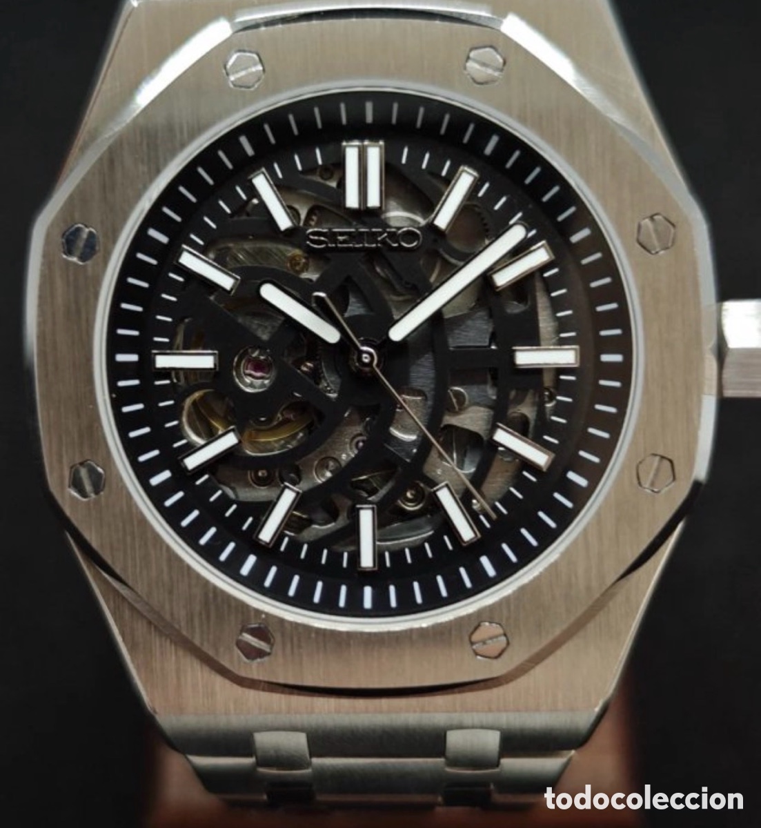 Relojes autom&aacute;ticos: Seiko Mod Royal Oak Skeleton Stealth - Foto 3