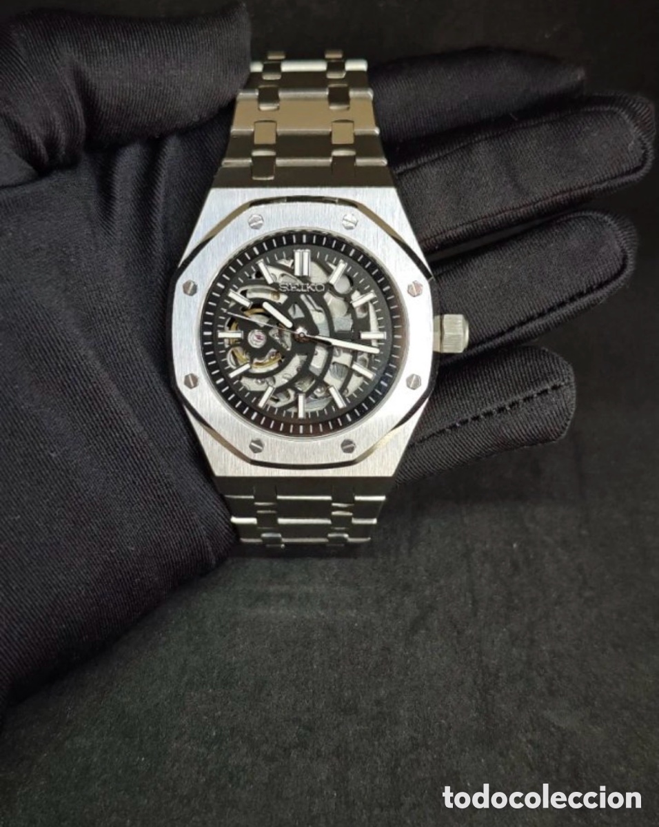 Relojes autom&aacute;ticos: Seiko Mod Royal Oak Skeleton Stealth - Foto 6