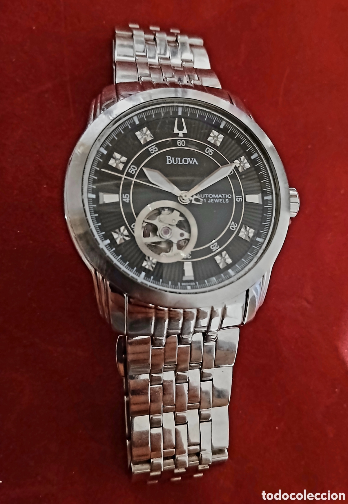 Relojes autom&aacute;ticos: Reloj Autom&aacute;tico Bulova Esfera Negra (Open Heart)
