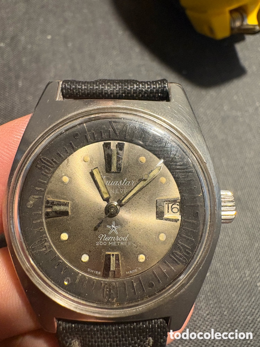 Automatik-Armbanduhren: Reloj AQUASTAR GEN&Egrave;VE NEMROD 200 METROS &ndash; Autom&aacute;tico suizo vintage &ndash; Ref. 1713 &ndash; Funciona