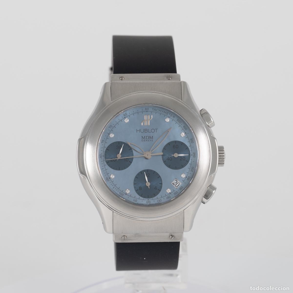 Relojes autom&aacute;ticos: Hublot MDM Automatic Chronograph Blue MOP Diamonds Ref: 1810.1 - Foto 1
