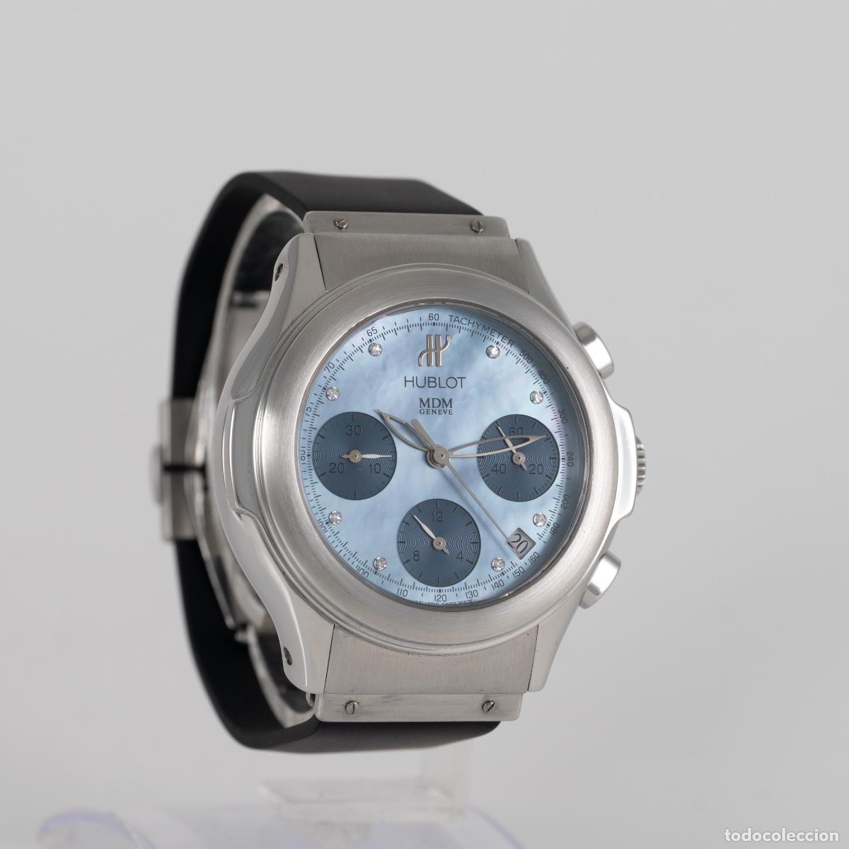 Relojes autom&aacute;ticos: Hublot MDM Automatic Chronograph Blue MOP Diamonds Ref: 1810.1 - Foto 3