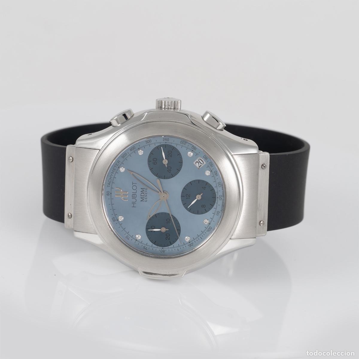 Relojes autom&aacute;ticos: Hublot MDM Automatic Chronograph Blue MOP Diamonds Ref: 1810.1 - Foto 6