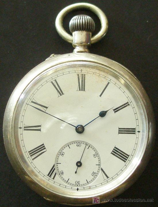 Relojes de bolsillo: ANTIGUO RELOJ BOLSILLO PLATA - FUNCIONANDO - Foto 6
