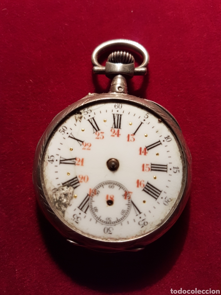 Relojes de bolsillo: Antiguo reloj plata de bolsillo - Foto 1