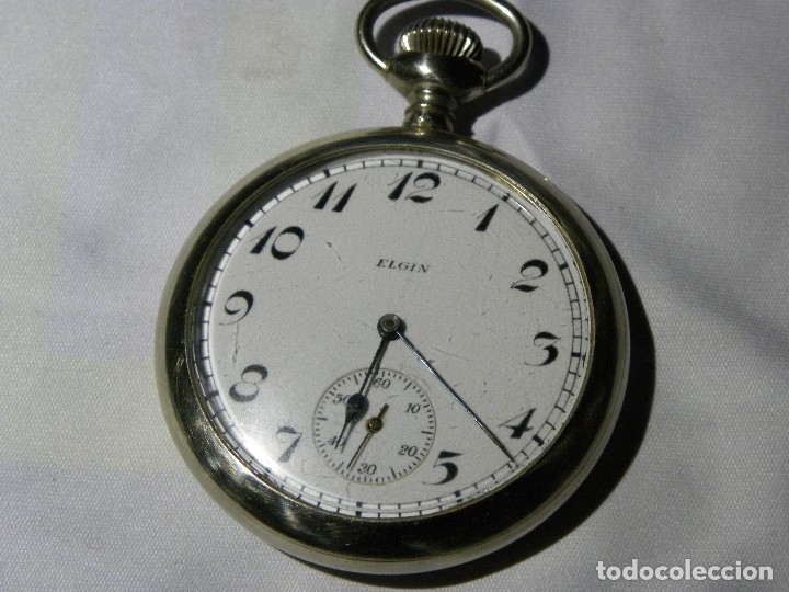 Relojes de bolsillo: Reloj de bolsillo marca ELGIN (USA), funcionando - Foto 2