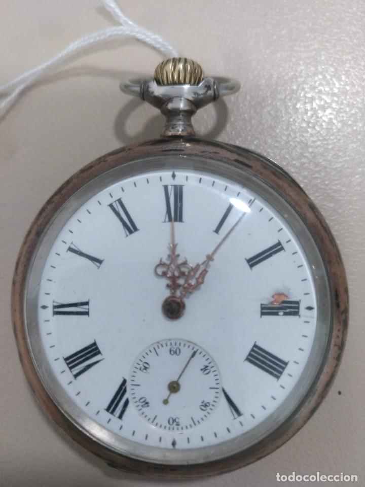 Relojes de bolsillo: RELOJ DE BOLSILLO DE PLATA Y PLATA COBREADA - Foto 1