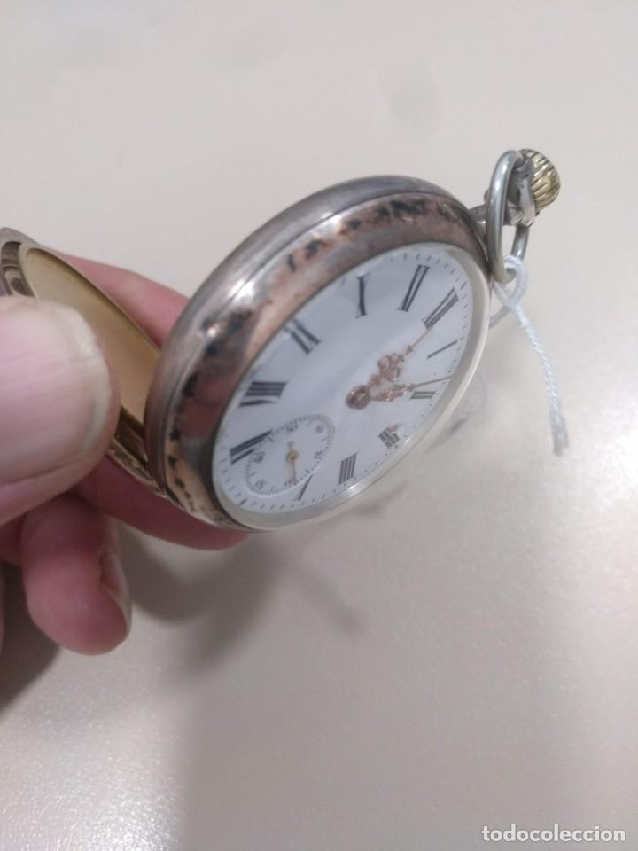 Relojes de bolsillo: RELOJ DE BOLSILLO DE PLATA Y PLATA COBREADA - Foto 5