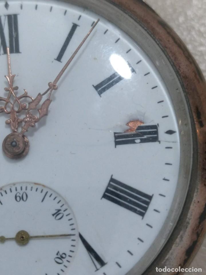 Relojes de bolsillo: RELOJ DE BOLSILLO DE PLATA Y PLATA COBREADA - Foto 6