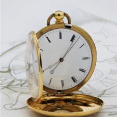 Relojes de bolsillo: ROGER FILS-DE ORO 18K-CON SEGUNDOS ENTEROS CON PARADA-4 TAPAS-RELOJ BOLSILLO-CIRCA 1850-FUNCIONANDO