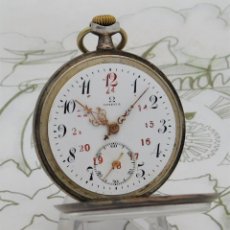 Relógios de bolso: OMEGA-DE PLATA-RELOJ DE BOLSILLO 3 TAPAS-12 ROJO-24 HORAS-CIRCA 1917-FUNCIONANDO. Lote 309275273