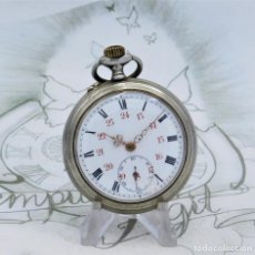 Relojes de bolsillo: MOERIS-RELOJ DE BOLSILLO CON RARO MECANISMO-CON LAS 24 HORAS-CIRCA 1910-1920-FUNCIONANDO. Lote 215466865