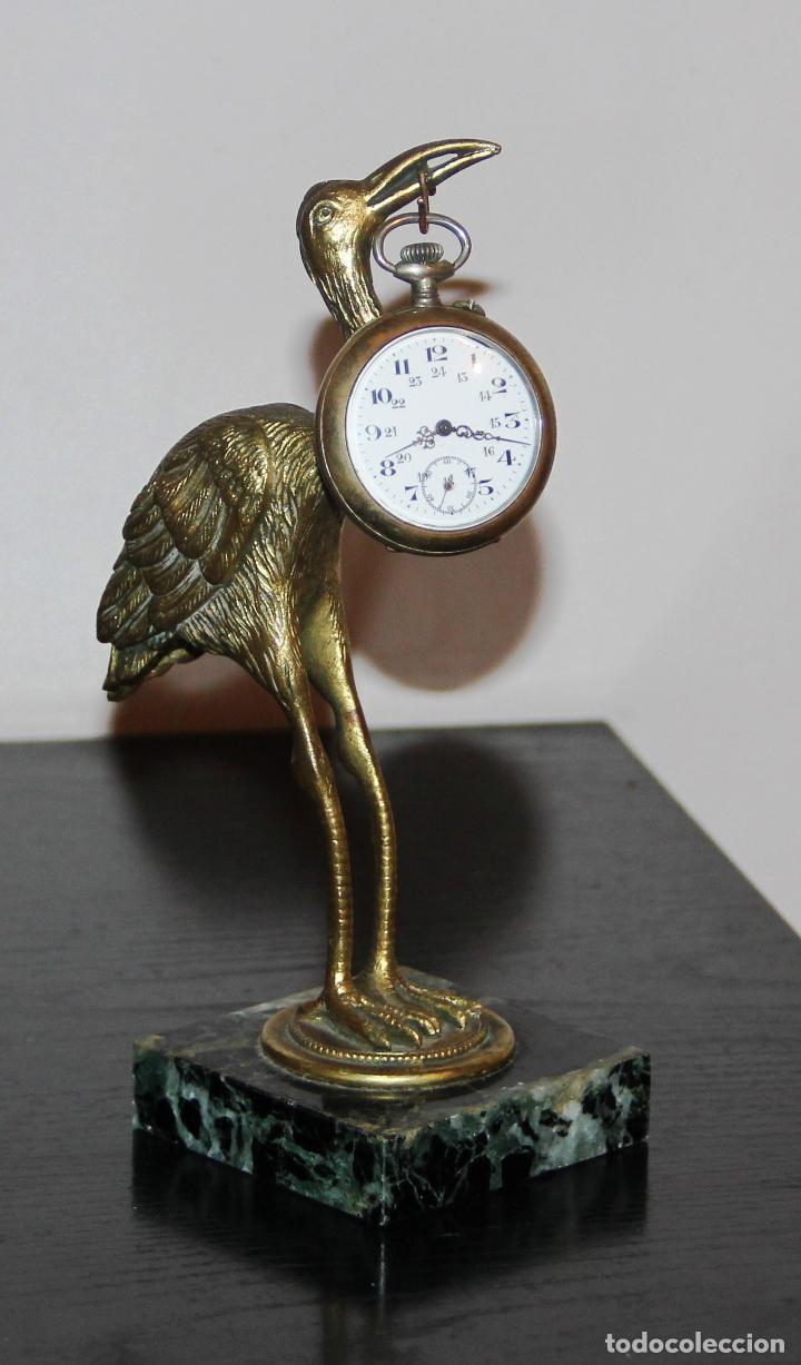 Relojes de bolsillo: ANTIGUO SOPORTE PARA RELOJ DE BOLSILLO DE BRONCE - Foto 3
