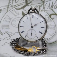 Relojes de bolsillo: RELOJ DE BOLSILLO DE PLATA-3 TAPAS-CIRCA 1875-1900-CON LEONTINA-FUNCIONANDO