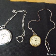 Relojes de bolsillo: 2 RELOJES DE BOLSILLO ANTIGUOS CON SUS LEONTINAS-1 DEL FERROCARRIL-LOTE 259-16