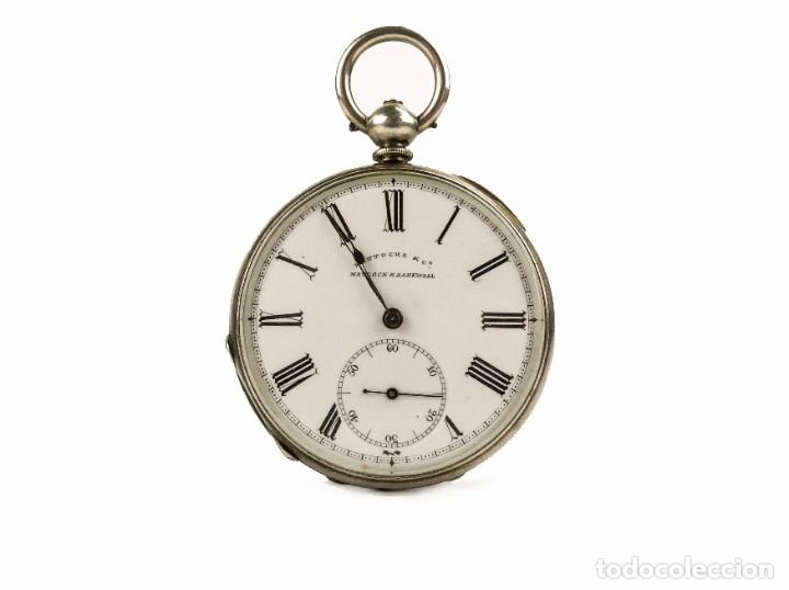 Relojes de bolsillo: Mattocks & Co- Reloj de bolsillo caja de plata- esfera de porcelana -números romanos-Finales S.XIX - Foto 1 - 261260840