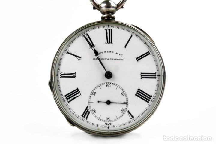 Relojes de bolsillo: Mattocks & Co- Reloj de bolsillo caja de plata- esfera de porcelana -números romanos-Finales S.XIX - Foto 2 - 261260840