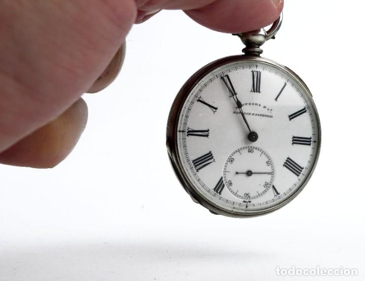Relojes de bolsillo: Mattocks & Co- Reloj de bolsillo caja de plata- esfera de porcelana -números romanos-Finales S.XIX - Foto 6 - 261260840
