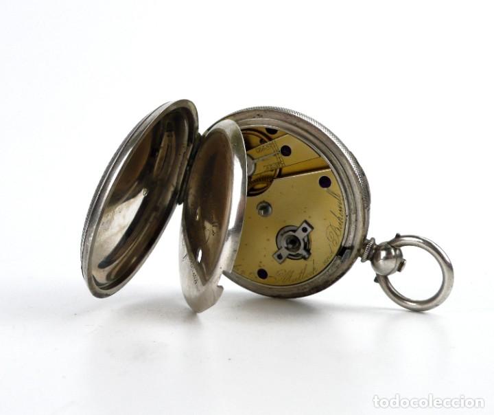 Relojes de bolsillo: Mattocks & Co- Reloj de bolsillo caja de plata- esfera de porcelana -números romanos-Finales S.XIX - Foto 8 - 261260840